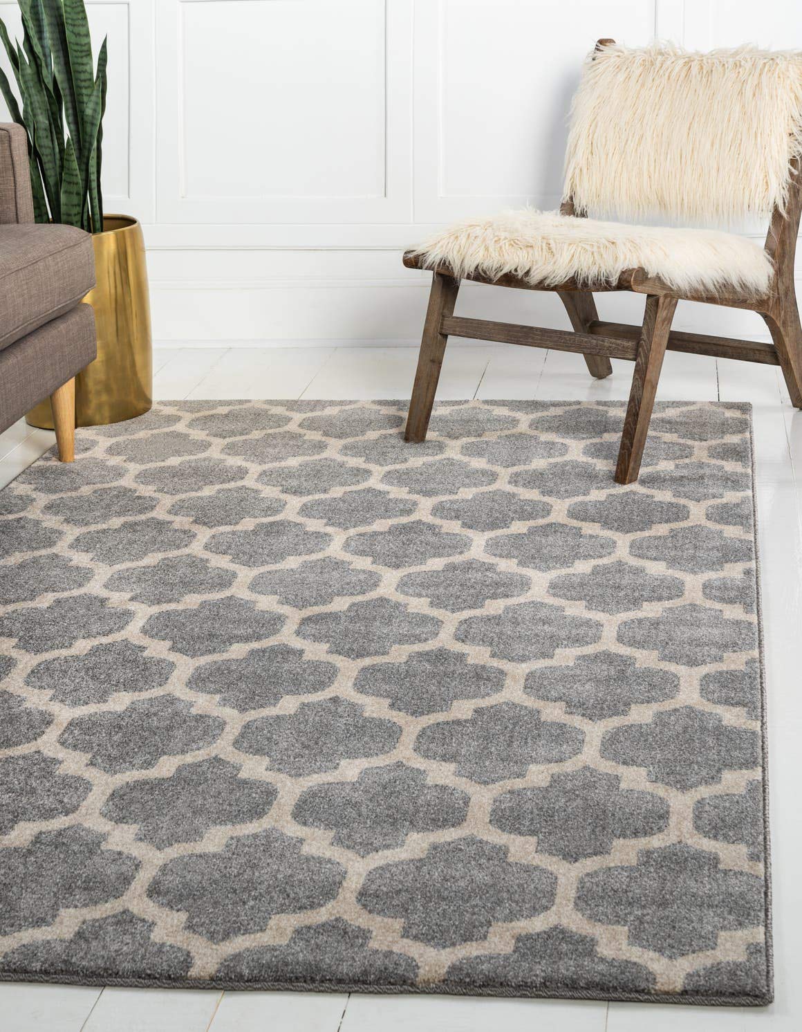 Unique Loom Trellis Collection Area Rug - Philadelphia (10' x 13' 1" Rectangle Light Gray/Beige)