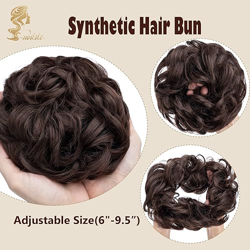 Miniatura 2 de S-noilite 1 extensión de moño desordenado, rizado, ondulado, con banda elástica para moño, moño estilo recogido, elegante extensión de moño para