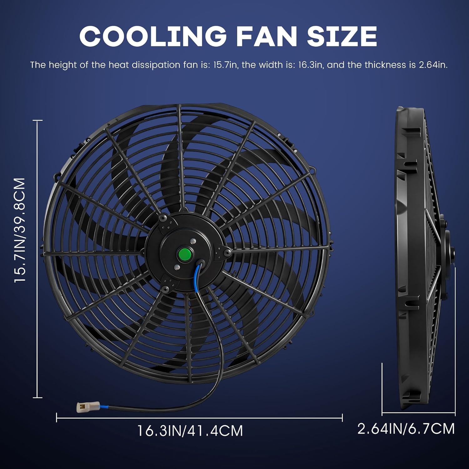 16 inch Push Pull Electric Radiator Fan 12V 120W with Thermostat Wiring Switch Relay Kit Black