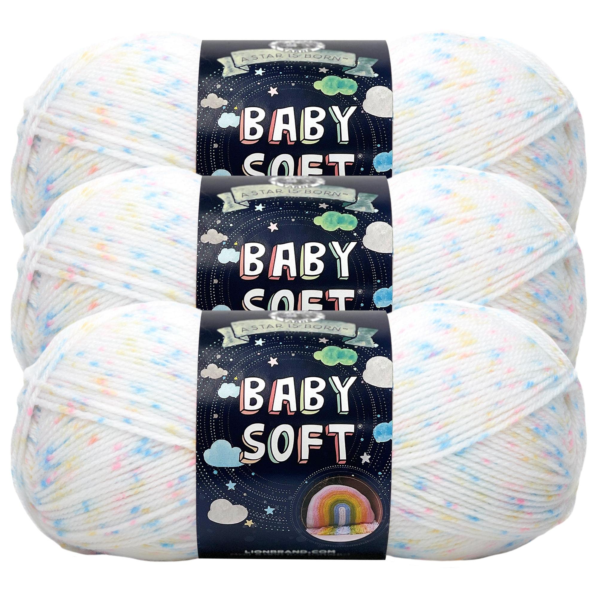 Baby Soft Baby Blanket Yarn for Crocheting, Knitting, and Crafts, Twinkle Print, 3 Pack