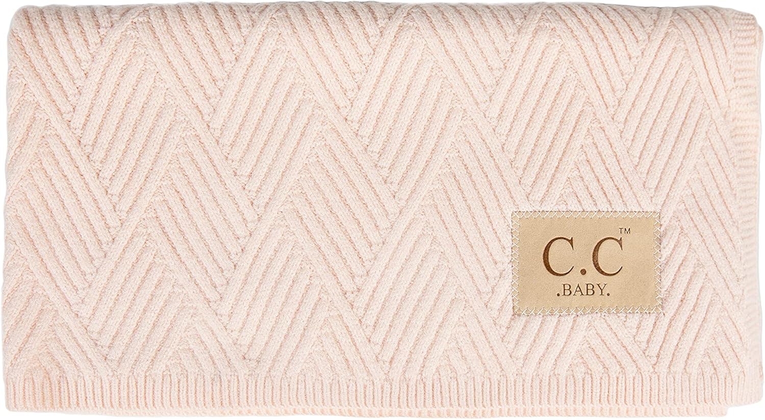 Funky Junque Large Soft Warm Lightweight Baby Throw Blanket with Matching Beanie Bundle for Toddler Bed, Strollers, Naps, Daycare Preschool - Diagonal Basketweave Pattern - Single POM - Beige : Baby