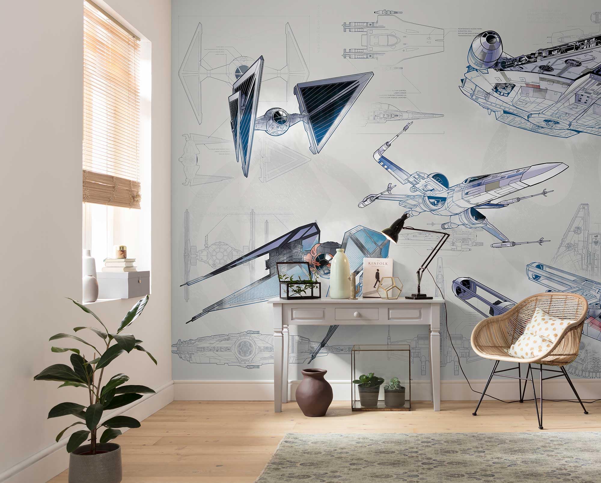Komar Star Wars Blueprint Light | Rozmiar: 400 x 280 cm (szerokość x wysokość), szerokość 50 cm | tapeta, obraz ścienny, dekoracja, pokrycie ścienne, pokój dziecięcy, DX8-078 fototapeta z włókniny,