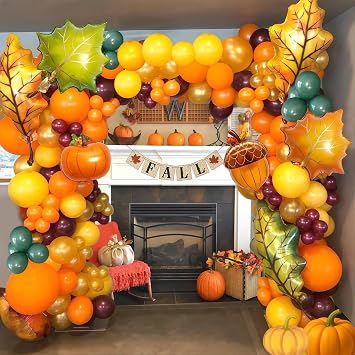 Thanksgiving Balloons, 124 PCS Fall Balloon Arch Kit