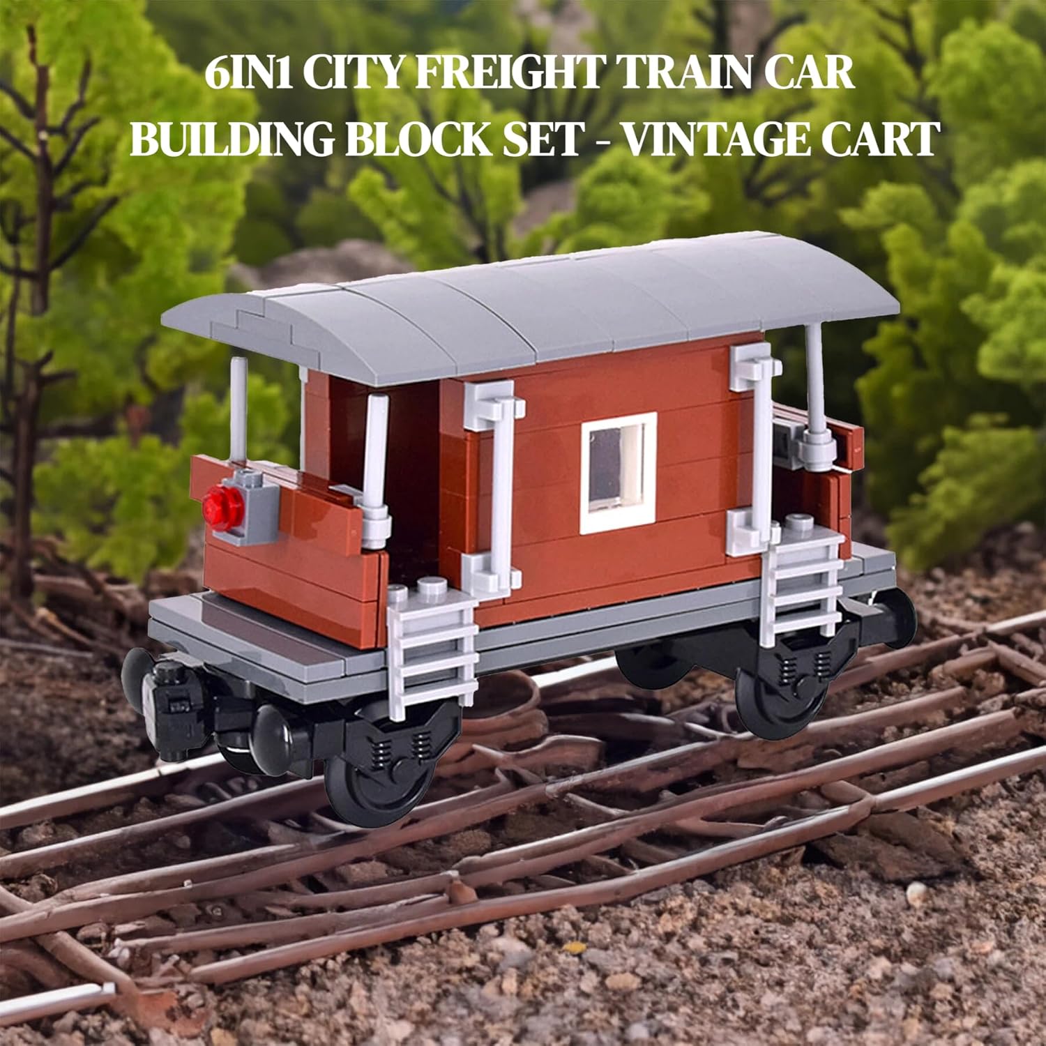 6IN1 City Freight Train Car Building Set, DIY Cargo Train Toys for Teens and Adults, Compatible with LEGO Building Accessories, Modular Train Cargo Cars, DIY City Train Toy Kit, M8001