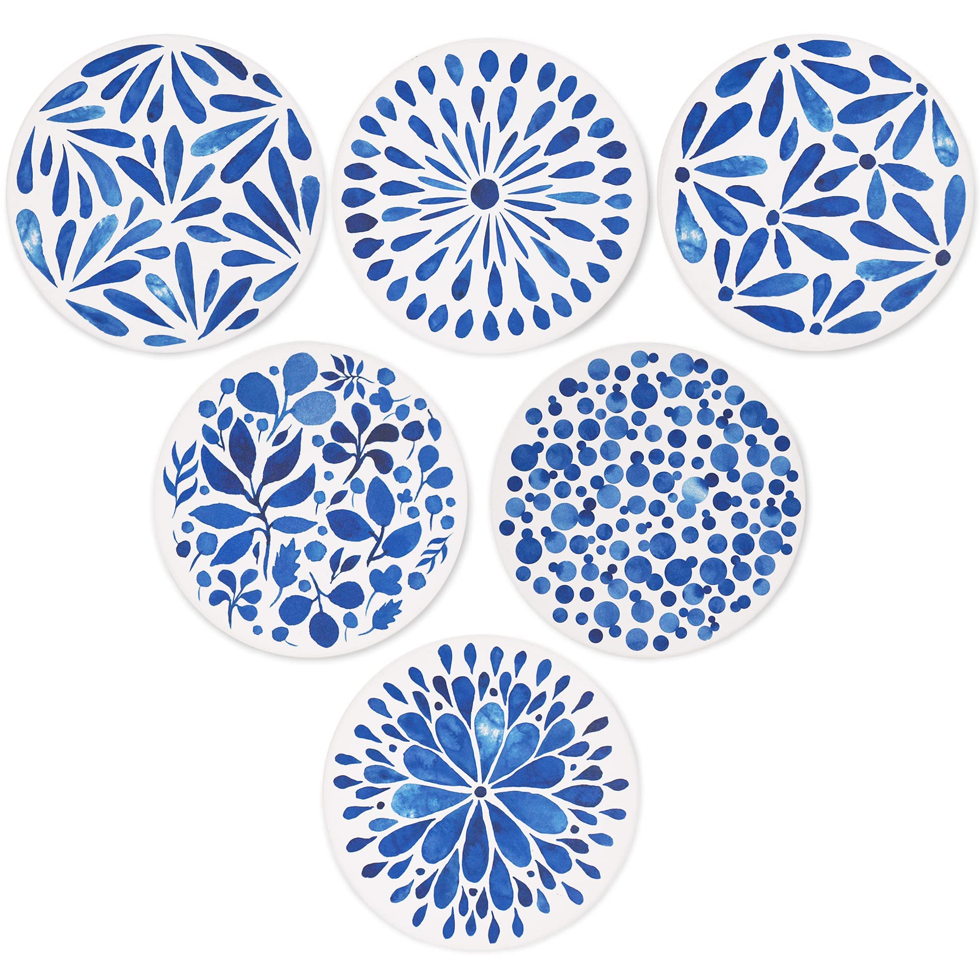 Sottobicchieri per bevande, set di 6 sottobicchieri assorbenti in ceramica con supporto in metallo per bicchieri, tazze, bar, caffè, casa, ufficio, feste
