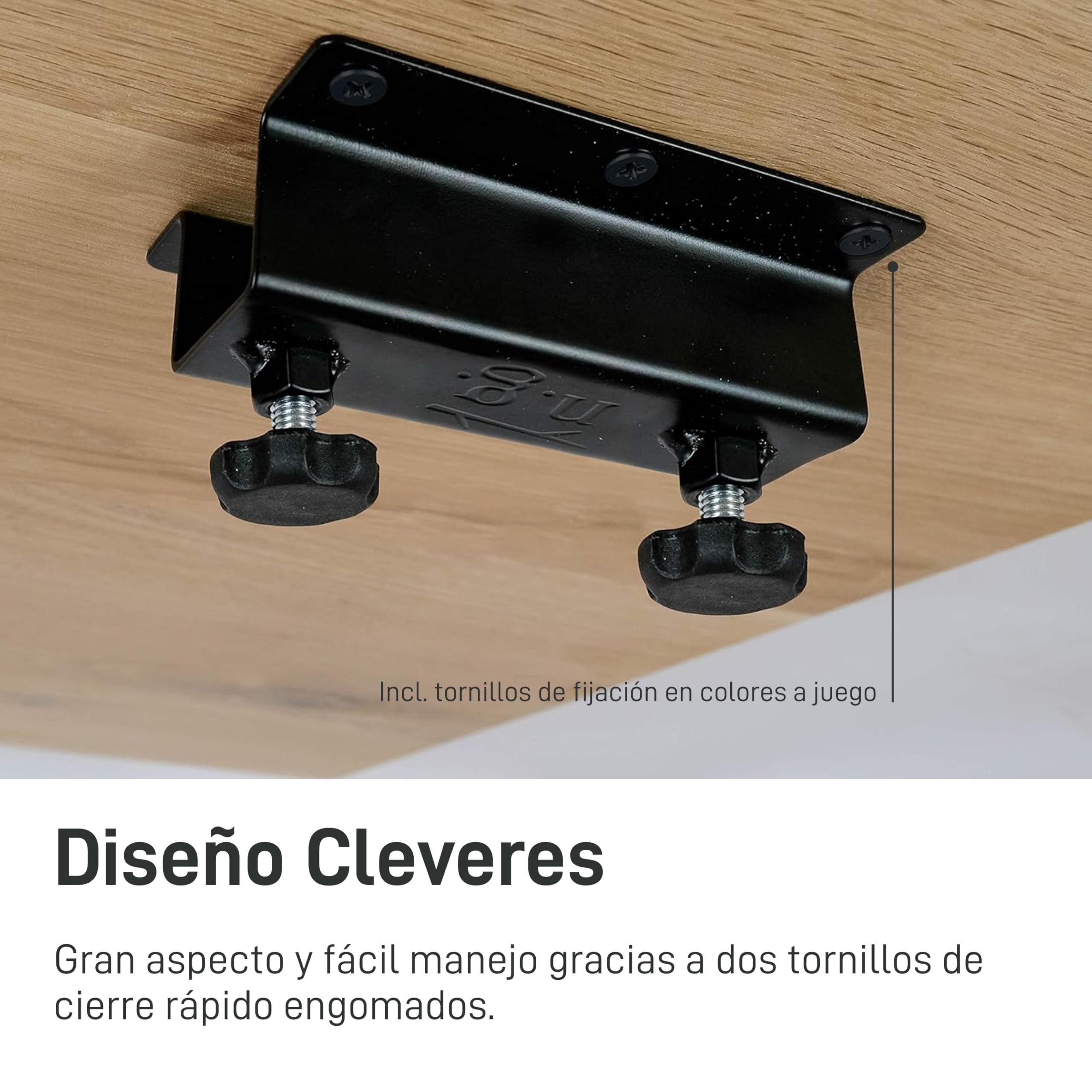 Natural Goods Berlin 2X Extensión del Tablero, Soporte de Placa Adicional y Mesa, Placa de Extensión Robusta (Negro, 60cm)