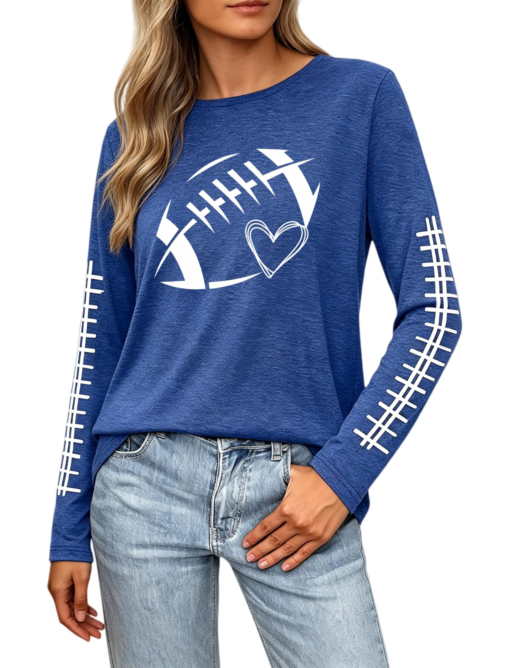Football Shirts for Women Game Day Shirt Football Outfits Long Sleeve Tee Tops
