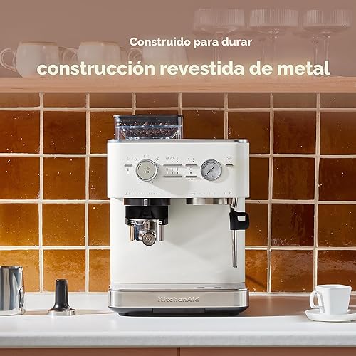 Miniatura 5 de KitchenAid Máquina de café expreso semiautomática con molinillo de rebabas, 2.5L, KES6551PL, porcelana blanca Acero inoxidable cepillado,hierro