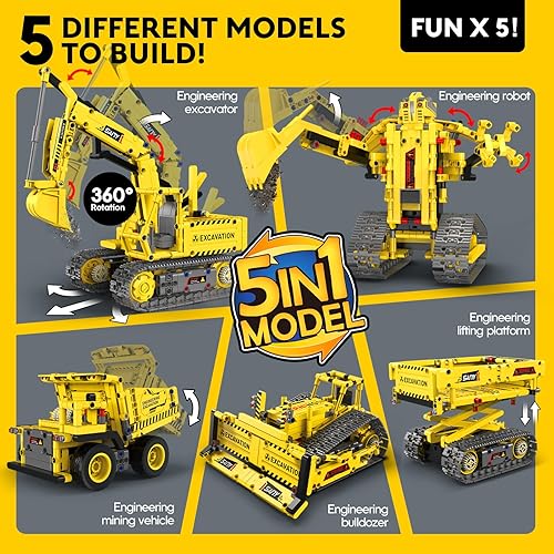 Miniatura 2 de aukfa Robot excavador de juguetes de construcción para niños, proyectos STEM para niños de 8 a 12 años, kits de control remoto y aplicación, kit
