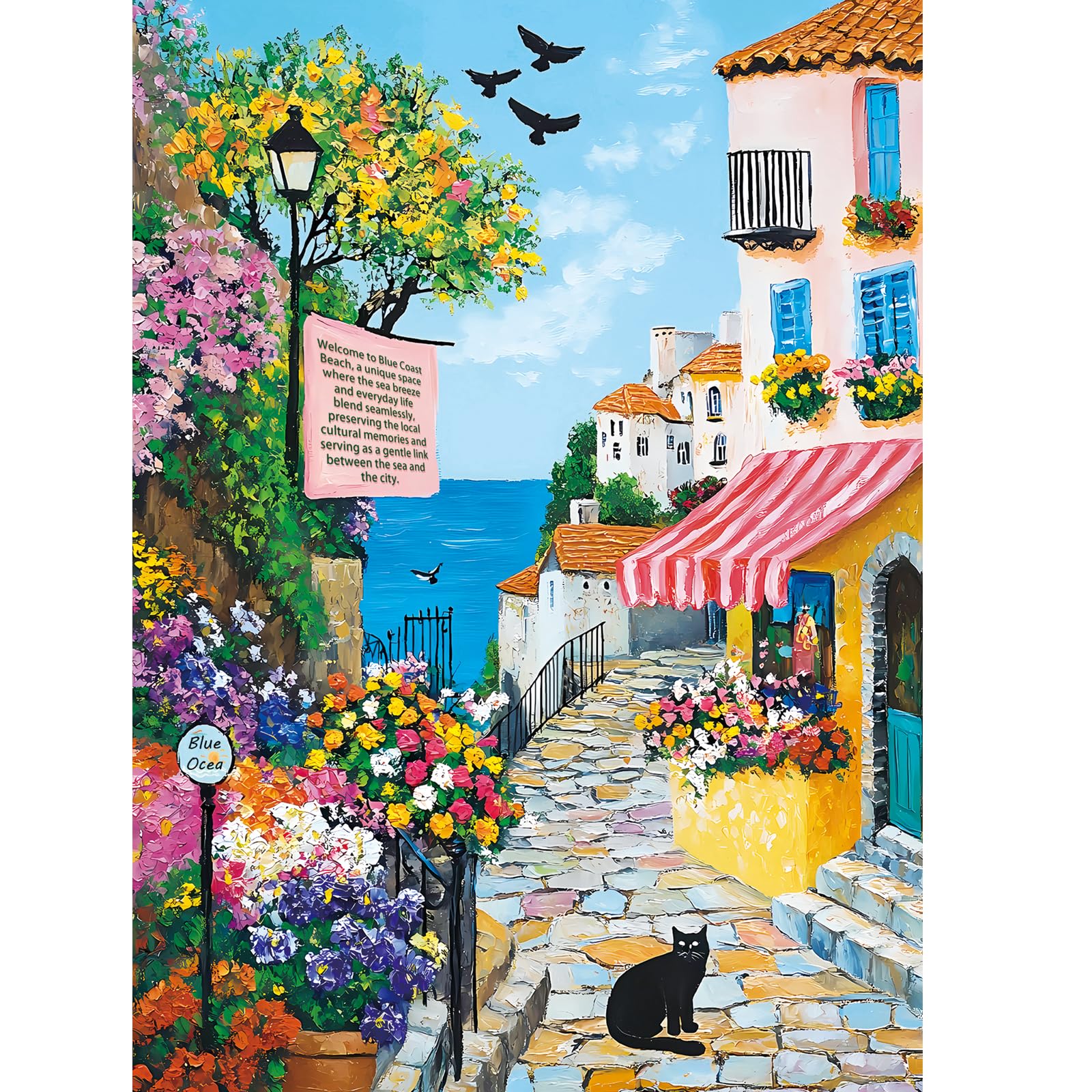 HUADADA Puzzle 1000 Teile Küstenstadt Puzzle Erwachsene Geschenk