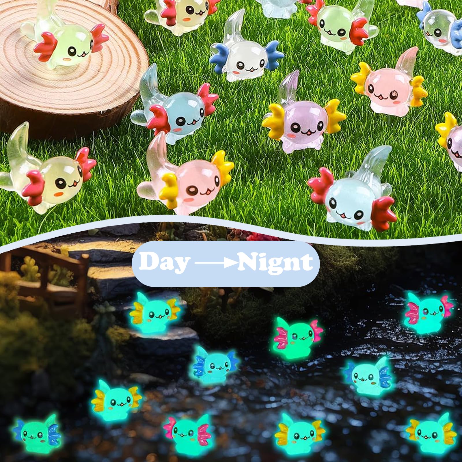 8/16/24/32pcs Mini Resin Axolotl Miniature Figurine, Glow In The Dark Tiny Animal Figurines Small Luminous Charm Ornament For Diy Craft Garden Landscape Dollhouse Ornament Potted Plants Decorations P 67324579