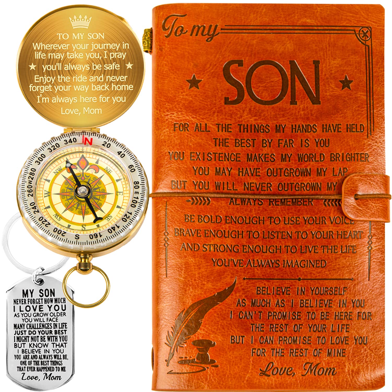 Son Gifts from Mom,Son Leather Journal from Mom,Son Birthday Gifts from Mom,Keepsake Gifts for Son,Son Journal,My Son Keychain,My Son Gifts from Mom,To My Son Gifts from Mother,Son Gifts Ideas