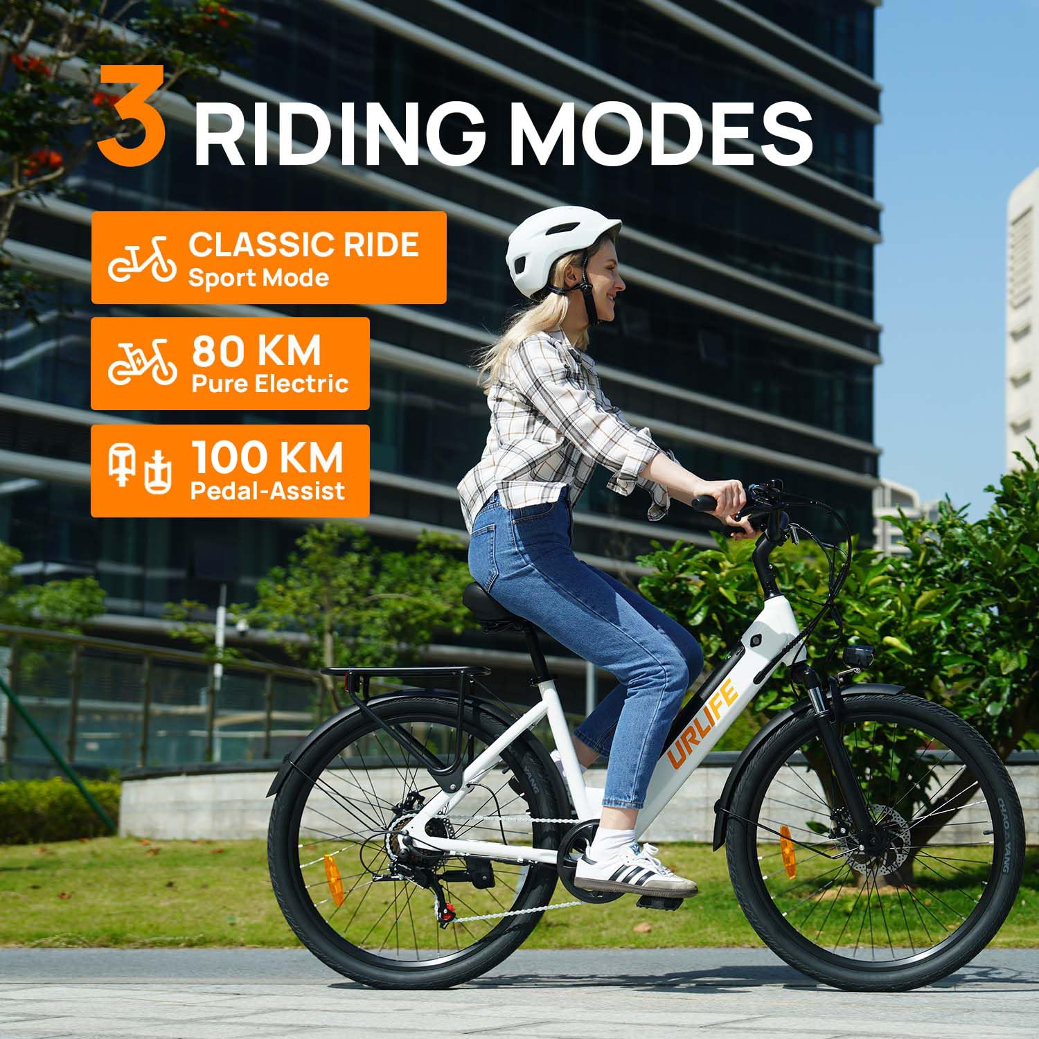 URLIFE Bici Elettrica Per Adulti Da 26", 7 Velocità Bicicletta Elettrica con 250W Motore, Batteria Rimovibile 48V 10.4Ah Autonomia di 100 km, E-bike con display LCD Per Pendolari Urbani