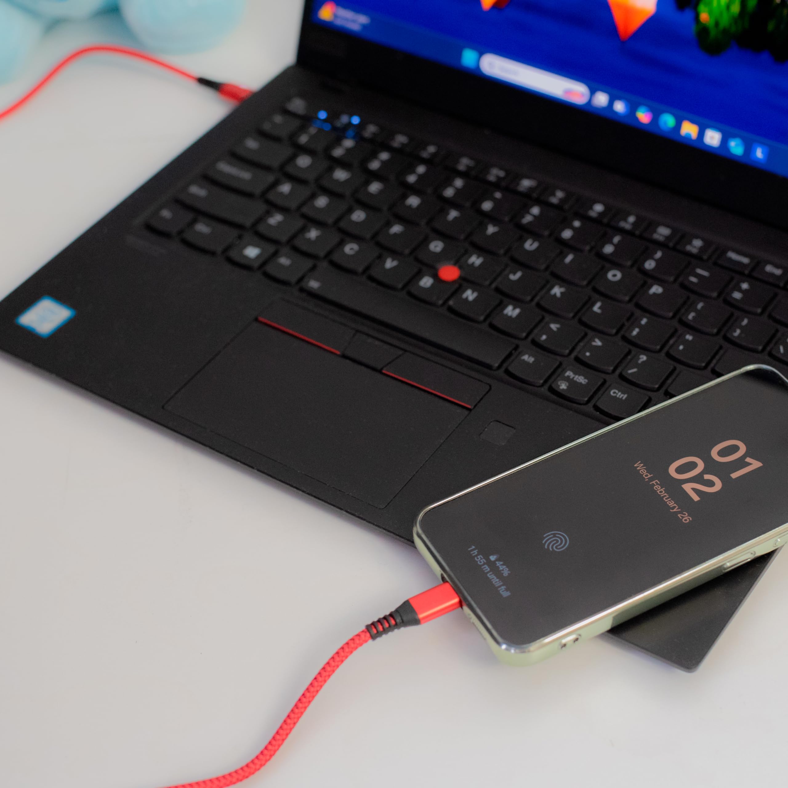 Sonilco Cable USB-C a USB-C de 60 W PD cable de carga rápida compatible con portátiles, tabletas, smartphones, cable de nailon (rojo, 1 pie)