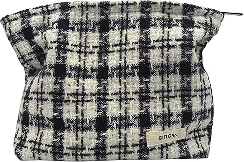 Miniatura 29 de Bolsa de maquillaje para mujeres, bolsa de cosméticos de pana con diseño estético, bolsa de mano para damas, estuche para lápices para niñas, lindo