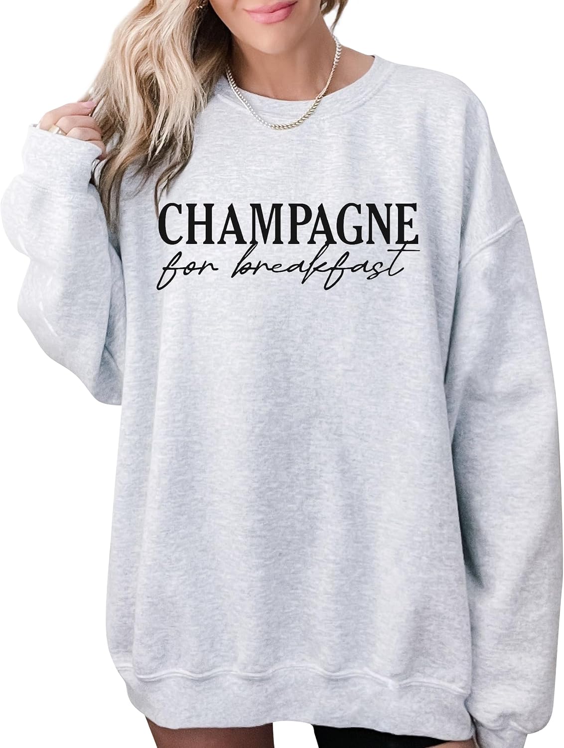 TEEAMORE Champagne For Breakfast Sweatshirt Women Brunch Crewneck - Image 4