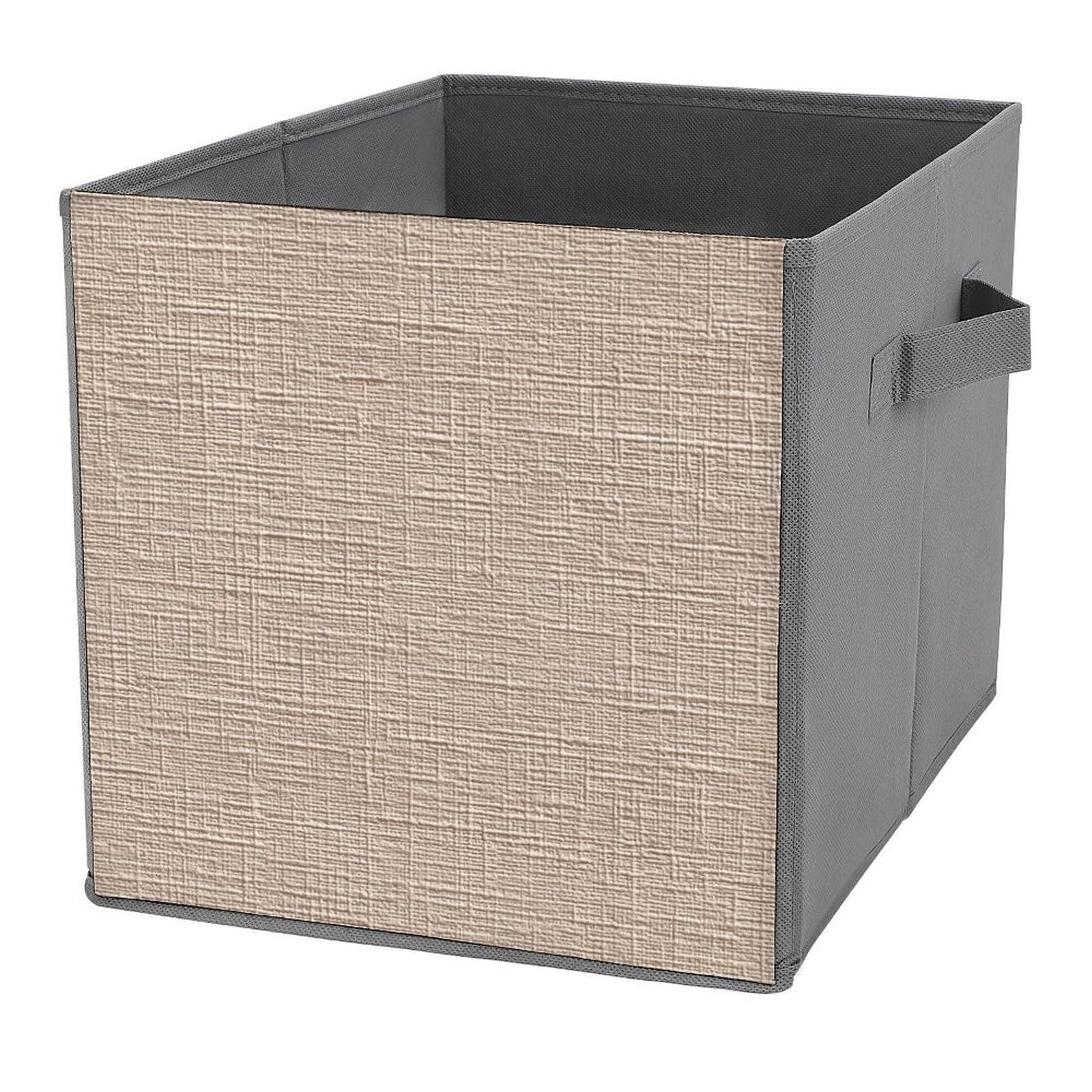 Jubonexis Simplified Coarse Fiber Pattern Cube Storage Bins Storage Cubes Foldable Decorative Fabric Storage Baskets Home Organizers with Handles for Shelves,Closet, 27x27 CM
