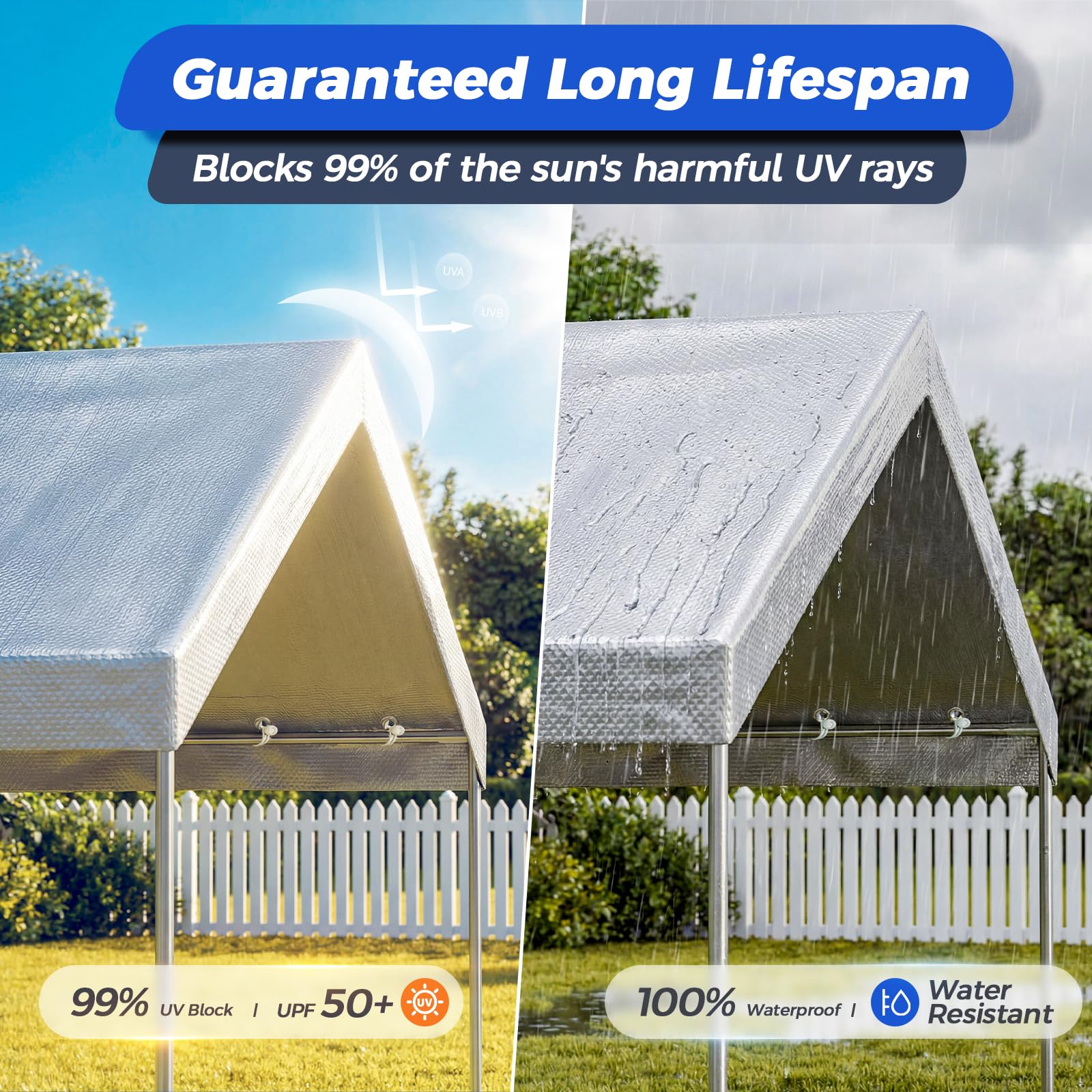 Carport Canopy Cover - 12x20 FT Gray Replacement -3 Carport Canopy Cover - 12x20 FT Gray Replacement -3