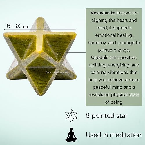 Miniatura 56 de Amazing Gemstone Larvikite Merkaba Crystal – Estrella de Merkaba metafísica de 1 pulgada para meditación – Cristal tetraedro energético y piedras