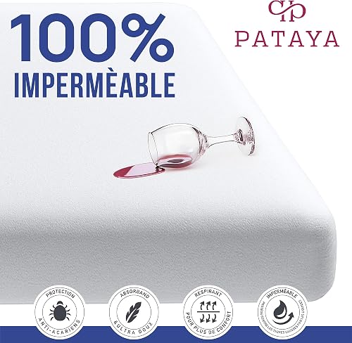 PATAYA Protège Matelas 180x200 cm Imperméable – Surmatelas Alèse | Oeko-TEX 100 - Anti-Acarien - Hypoallergénique - Élastique Tout Autour - Matelas Jusqu’à 30 cm - 5