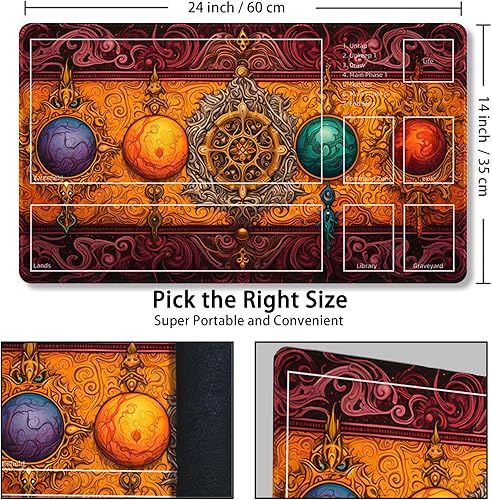 Miniatura 63 de Tapete de juego para MTG, con bolsas de almacenamiento gratis, tapete de juego de 24 x 14 pulgadas, TCG y tapete de juego de mesa para tarjetas