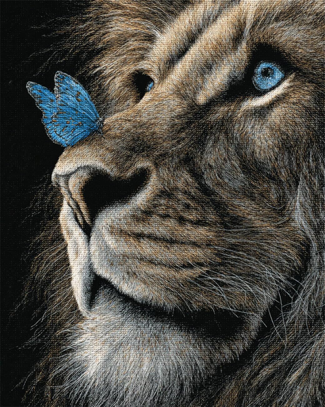 AYAOYANGGO Animal DIY Beading Embroidery Kit Lion and Butterfly Needlepoint Handcraft Kit DIY Beaded Painting 3D Tapestry Bead Cross Stitch Set 40x50cm