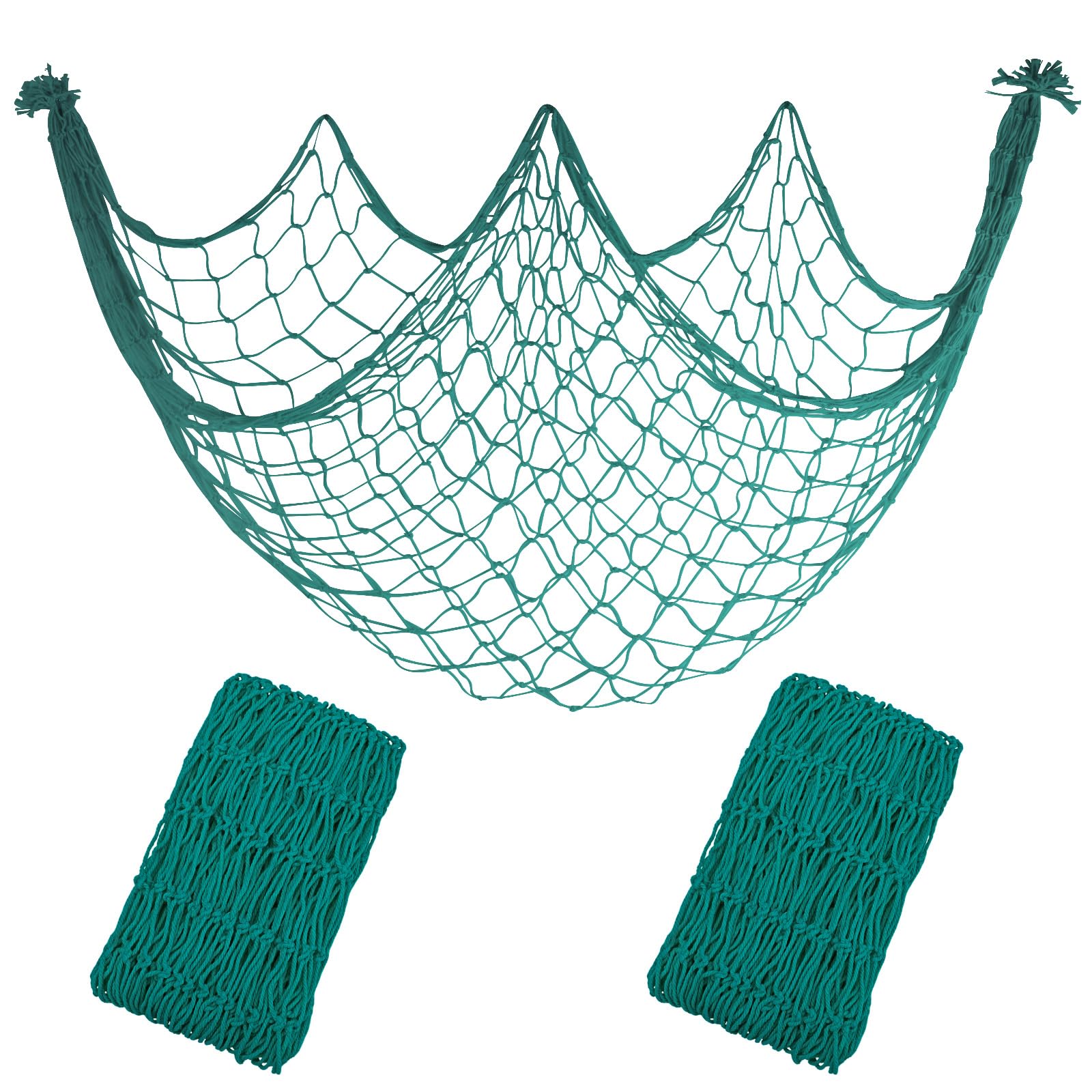 2 Pack Fish Net Decorations, 80x40 Inch Aqua Fishing Net Decor for Party