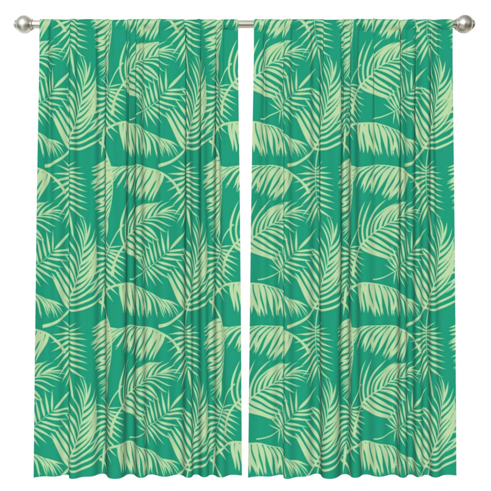InOmak Tropical Palm Tree, 2 Panels Window Curtains 52 x 84 Inch Blackout Curtains for Living Room Bedroom