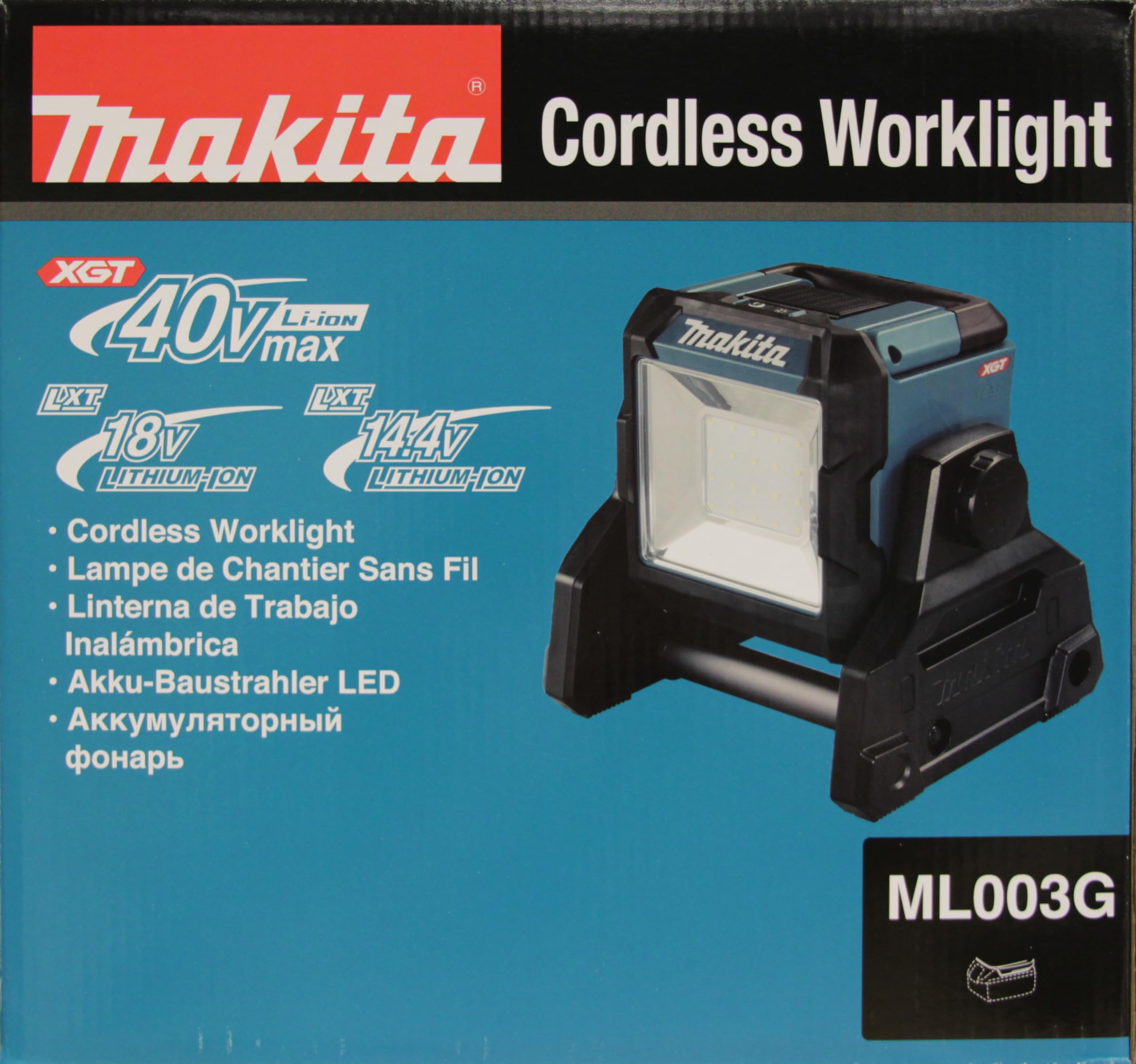 Makita ML003G 40V Max Li-ion XGT LED Luce da lavoro - Batterie e caricabatterie non inclusi