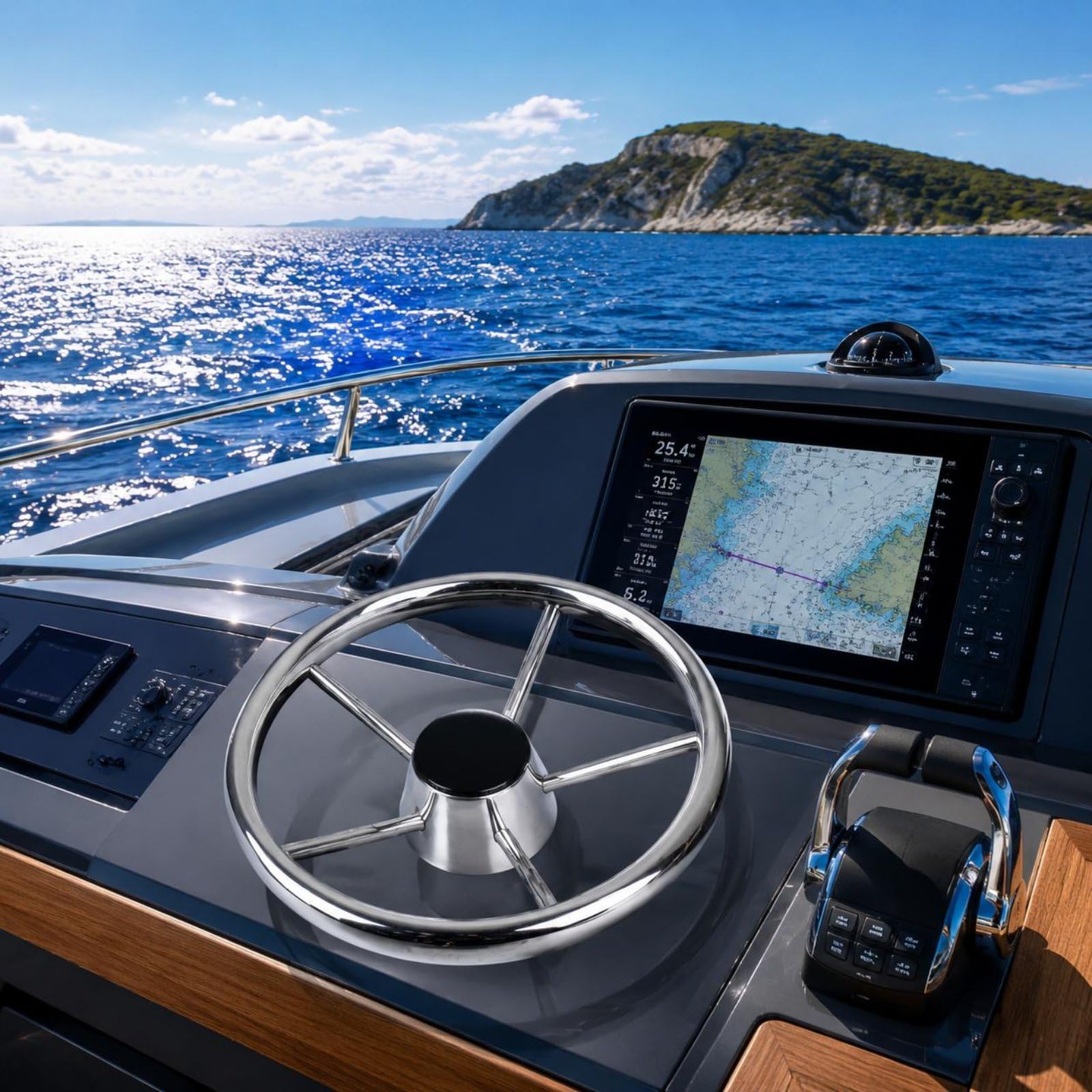 Marine Steuerung Lenkrad Edelstahl Boot Steuerrad Yacht Rad Seewasserbeständig für Schiffskapitän für Berufsschifffahrt Freizeitboote Heimwerkerprojekte, 13.5 Zoll