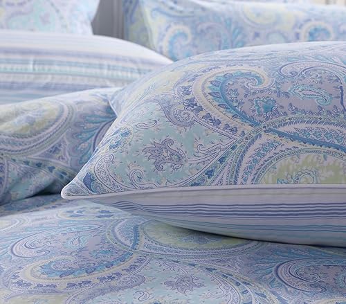 Vista 18 de SOFTTA - 1 funda nórdica + 2 fundas de almohada Paisley Modern Juego de cama 100% algodón egipcio Amanda Azul