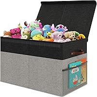 Vista 8 de Caja grande de almacenamiento de juguetes con tapa, organizador de almacenamiento de juguetes mejorado con divisor plegable para niños y niñas, sala