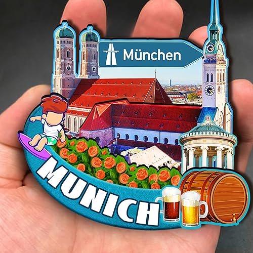 Miniatura 4 de Alemania Munich - Imán de madera 3D para nevera, viajes, decoraciones coleccionables, artesanías, 2