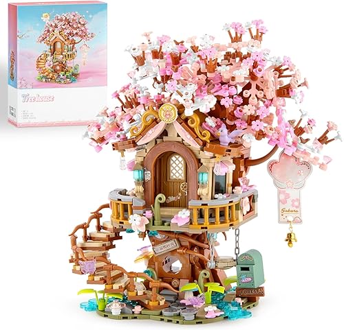 Juego de construcción de árbol bonsái en flor de cerezo, juegos de modelo de casa de árbol japonés para adultos, 1149 piezas de mini ladrillos