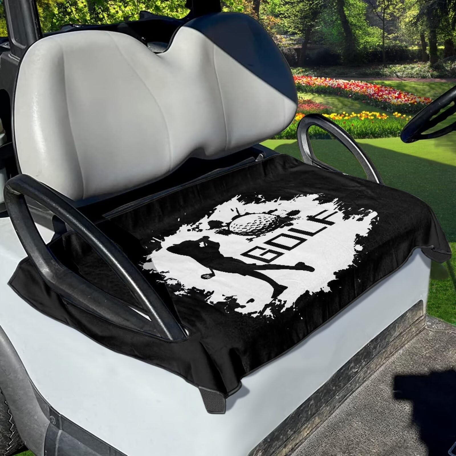 Biyejit Coprisedili portatili per carrello da golf, protezione per sedili EZGO Golf Cart Decorazioni per sedili per 2 persone Club