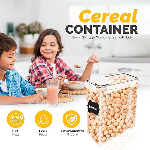 Miniatura 3 de Generic UHS - Contenedores de cereales de almacenamiento Juego de recipientes herméticos de 4 piezas, organizadores de alimentos transparentes con
