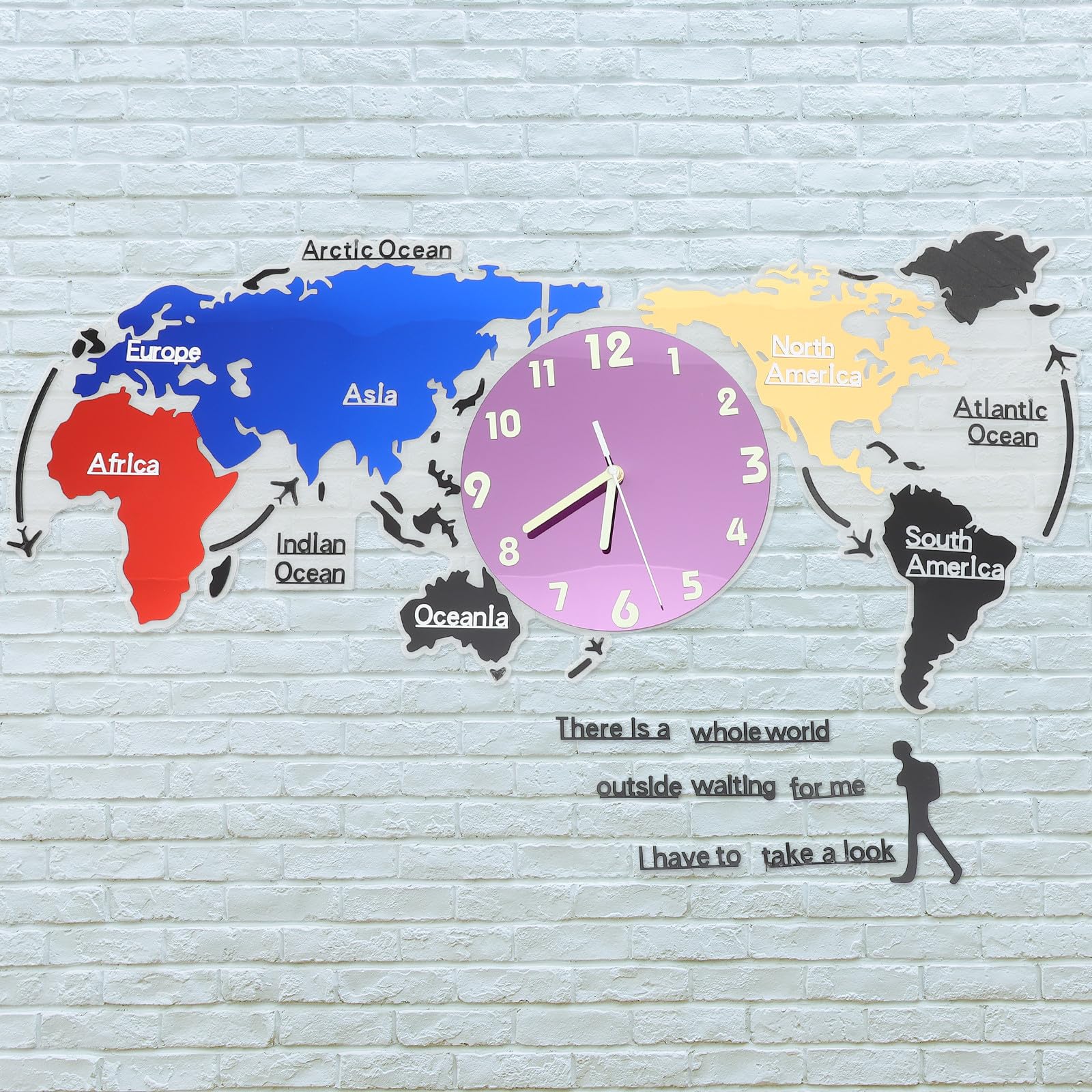 Reloj de Pared Mapa del Mundo de Acrílico para Sala