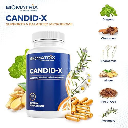 Miniatura 4 de BioMatrix Candid-X - Limpieza intestinal con berberina, orégano, caprilato de sodio, manzanilla, jengibre, PAU D'arco, suplemento digestivo para