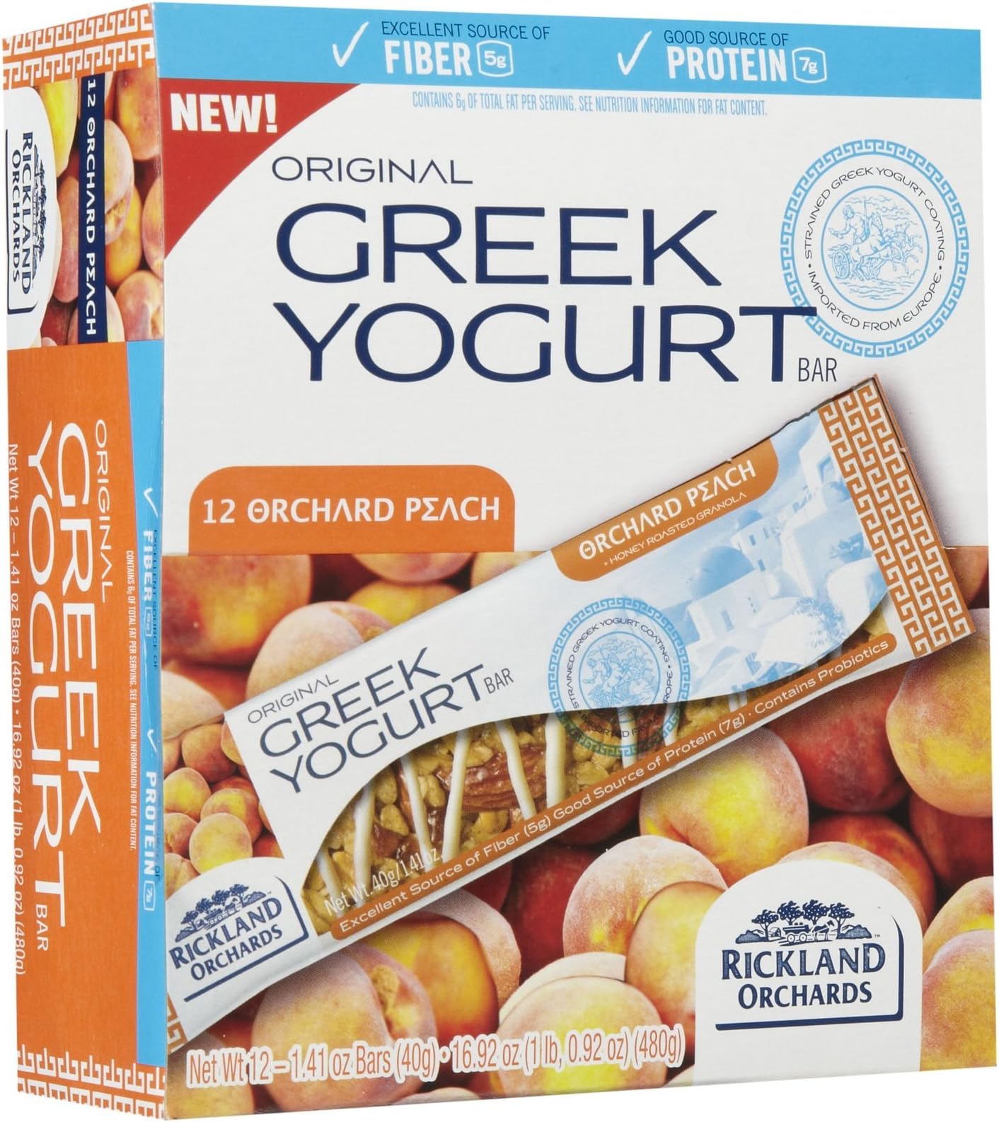 Greek Yogurt Bar Orchard Peach - 12 per Box - 1.41 oz Bars