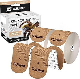 GJUMP Kinesiology Tape, 40 Count Precut Strips 2 Rolls, Original Cotton Elastic Athletic Tape for Muscle Strain Relief & Joint Support, Waterproof & Breathable Sports Tape for Support and Recovery