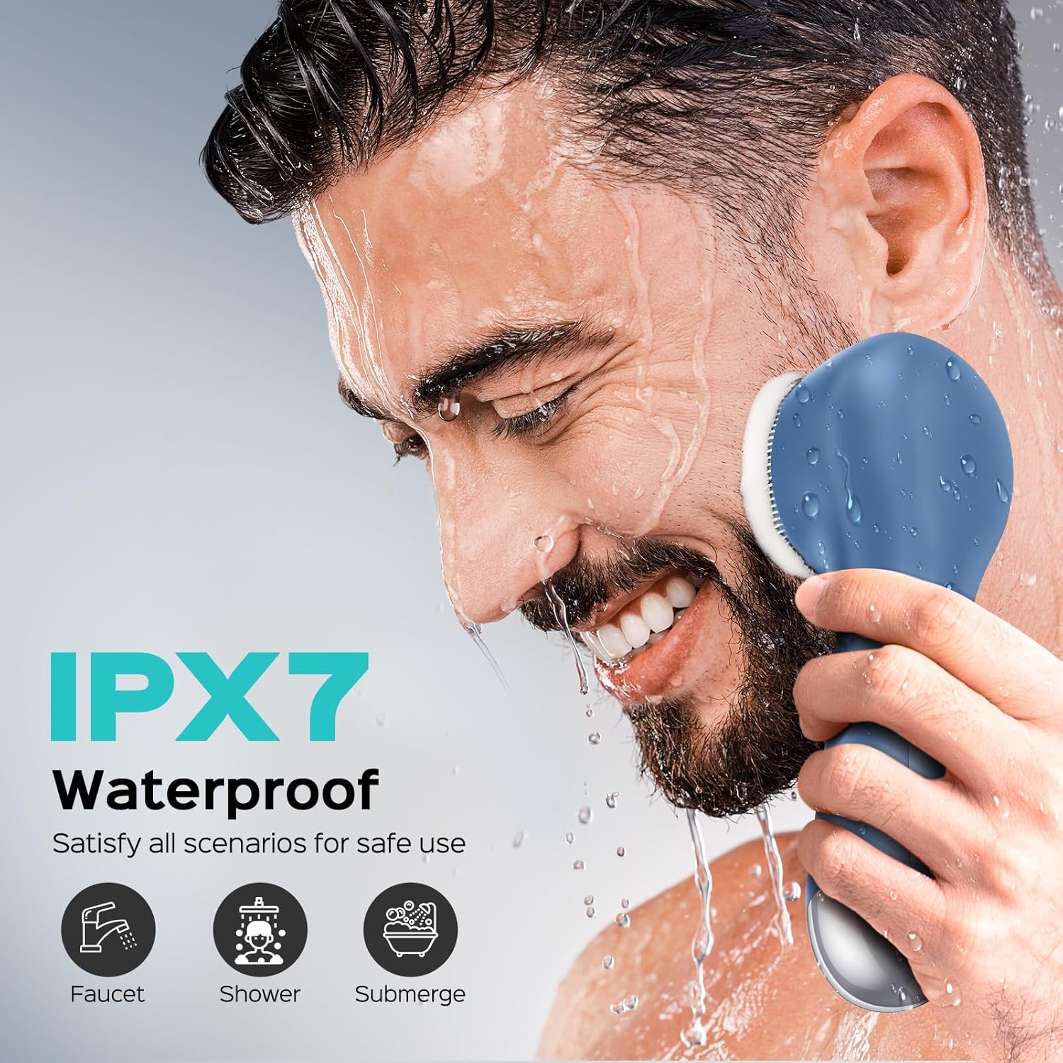 COSLUS FBS03 Face Scrubber Facial Cleansing Brush: 2 in 1 Spin and Vibration Patented, Silicone Electric Exfoliator Scrubber with Automatic Foaming, Waterproof Face Cleanser Brush for Men and Women - Image 8