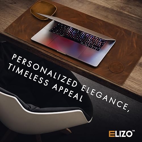 Miniatura 6 de Elizo Juego de alfombrillas de escritorio de cuero real (32 x 16), funda de escritorio grande para escritorio, protector de computadora, juegos,