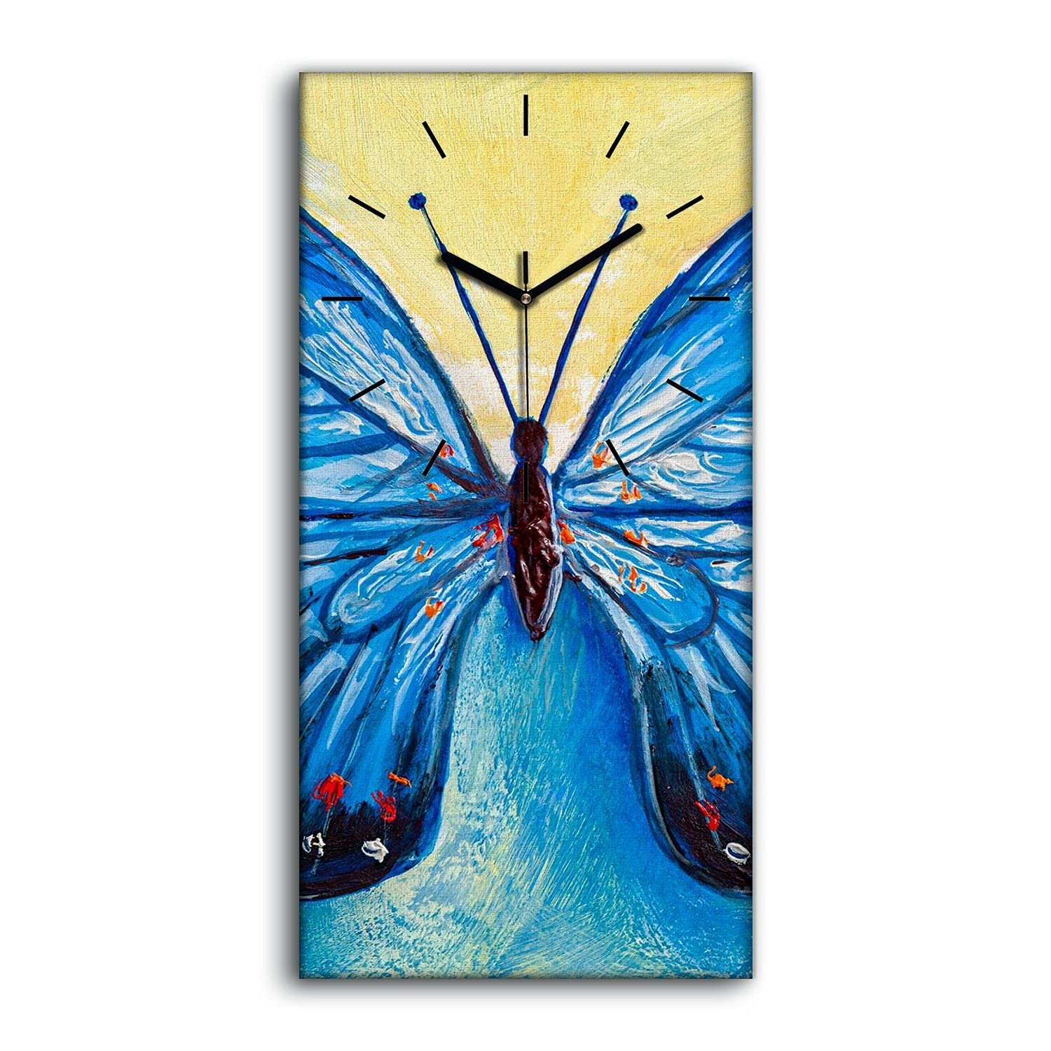 Horloge sur Toile Silencieuse Coloray 30x60cm avec Aiguilles Noires