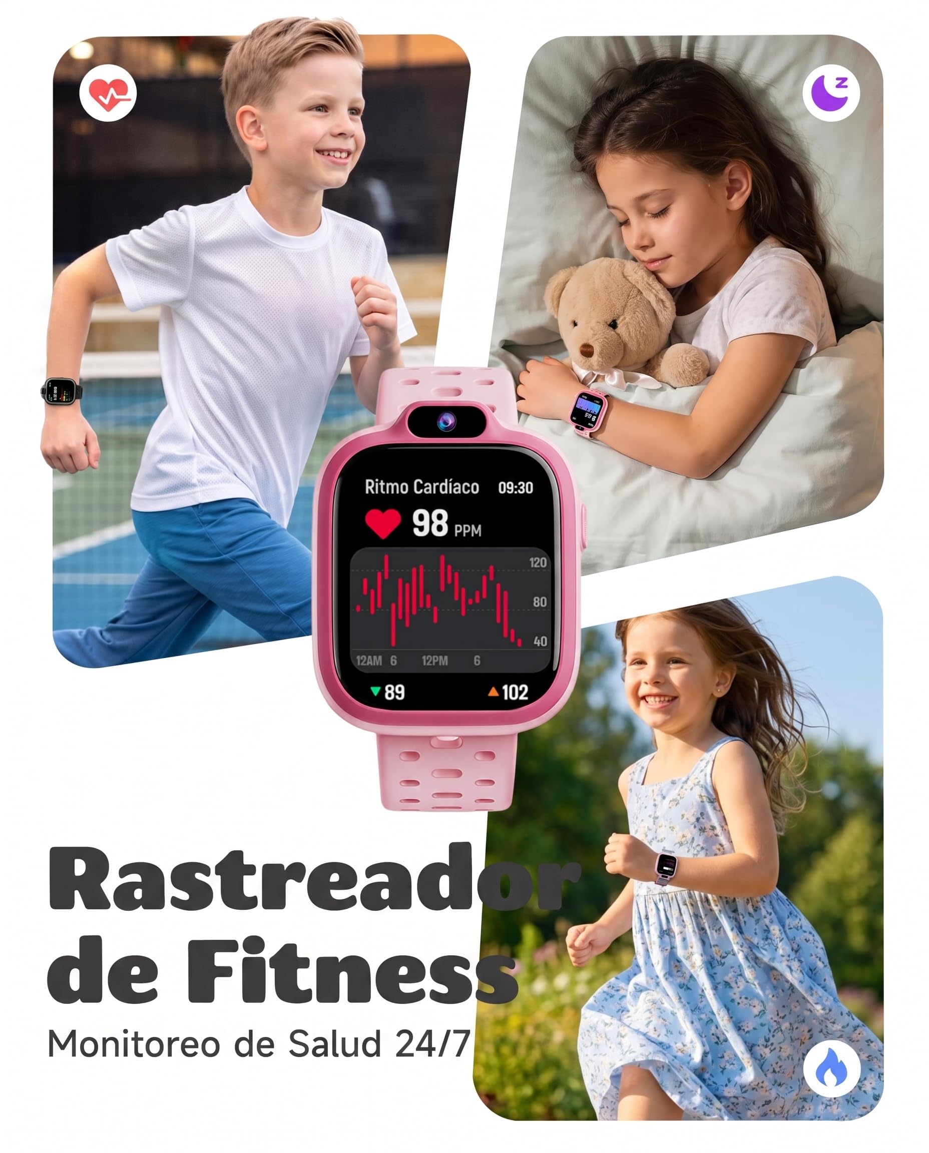 BIGGERFIVE Reloj Inteligente Niños Niñas 3-14, 1,8" Pulsera Actividad