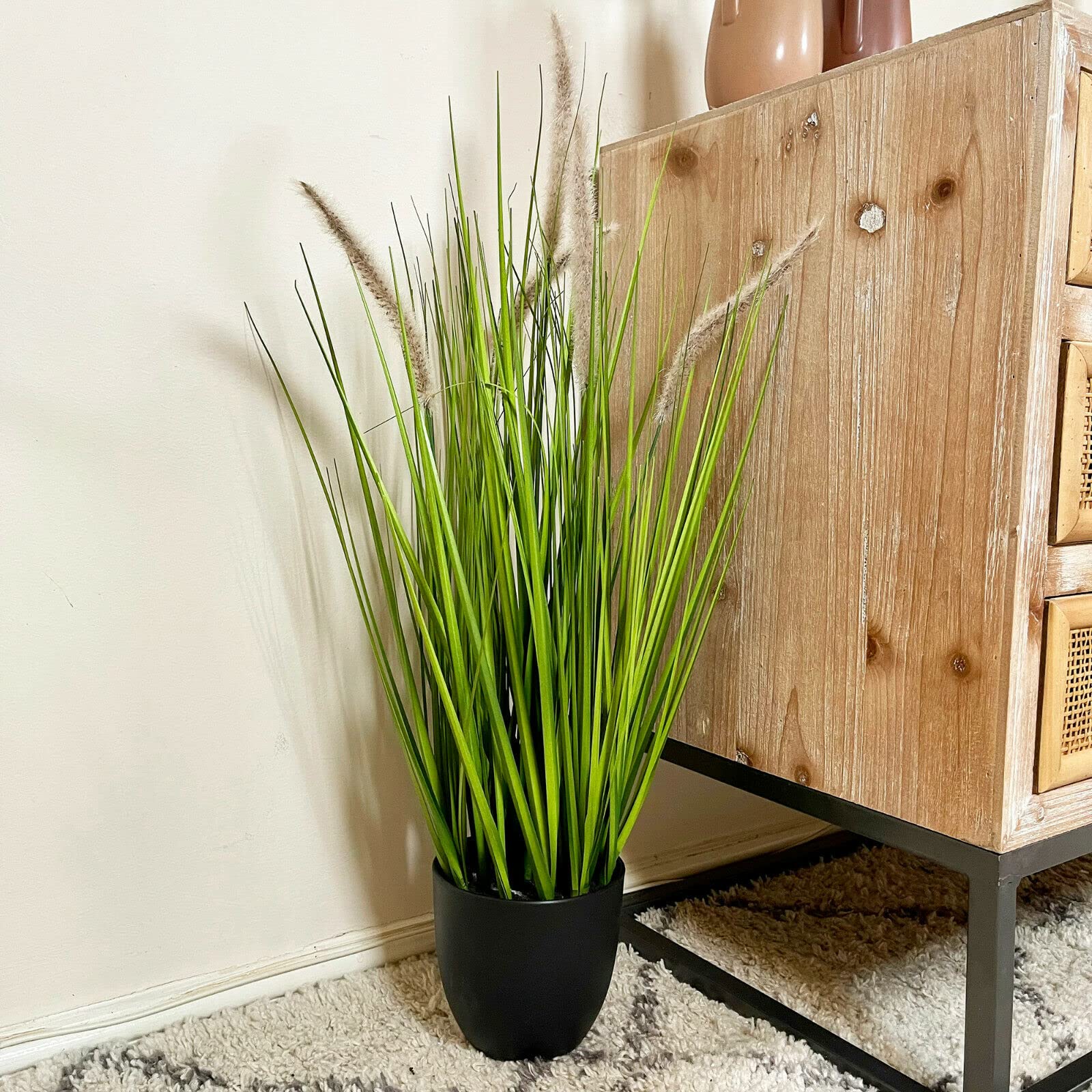 Darthome Artificial Foxtail Grass Potted Plant Faux House Plant Fake Flower Fluffy Decor 70cm