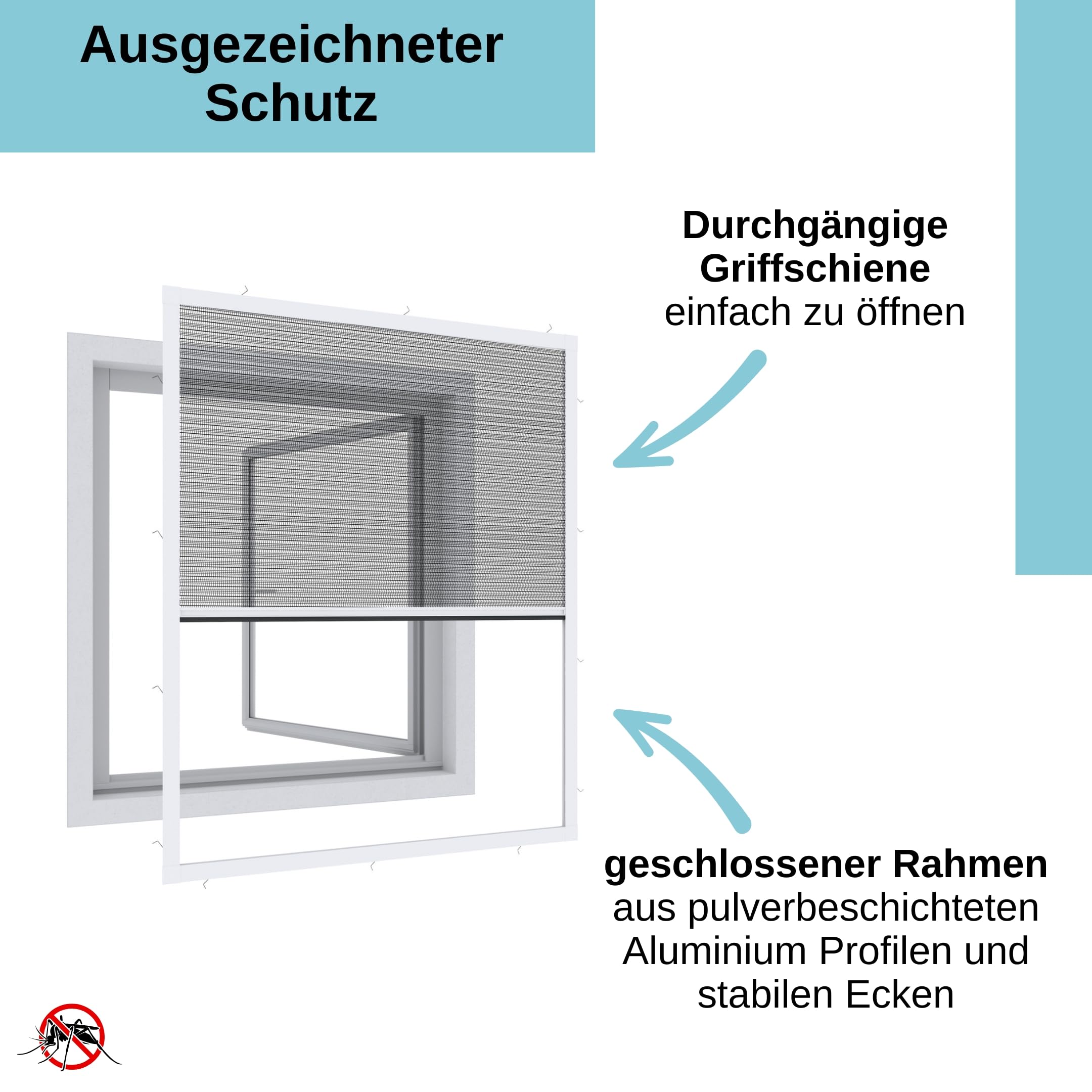 Wip Insektenschutz Plisseefenster - weiß - 100 x 120 cm - Fliegengitter Fenster, Mückenschutz, Insektenschutzgitter, Fliegenschutz, Mückengitter - ohne bohren - individuell kürzbar