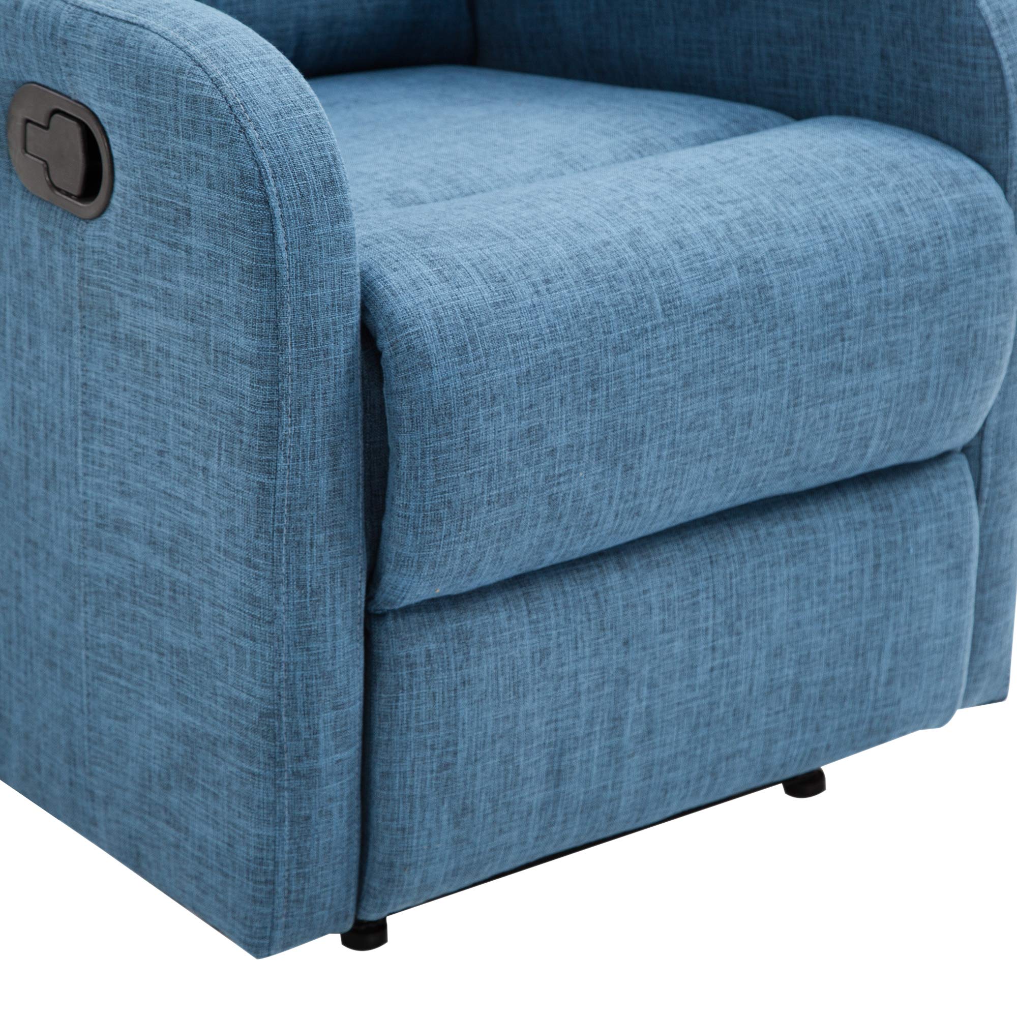 HOMCOM Poltrona Relax Reclinabile Manuale con Poggiapiedi Portata 125kg Tessuto di Lino 67 × 83 × 107cm Blu