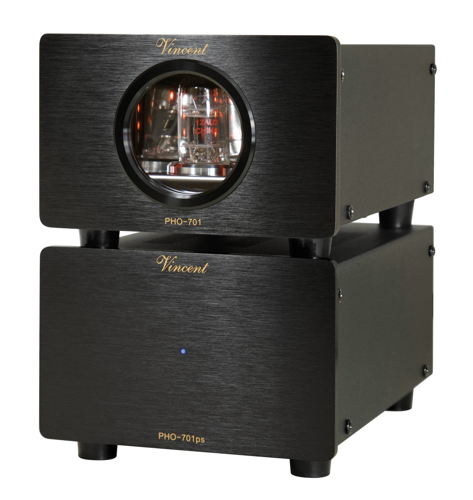 Vincent PHO-701, High-End Röhren-Phono-Vorverstärker, externes Netzteil, USB-Ausgang zum Digitalisieren von Vinyl-Platten, für MM und MC-Abtastsysteme, schwarz
