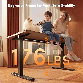 FEZIBO Standing Desk 48 24 Inch Electric Height Adjustable, Black Walnut