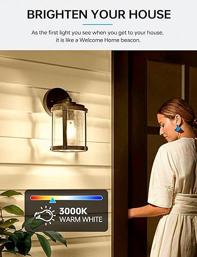 Miniatura 5 de KINDEEP Bombillas LED A19 para exteriores, con sensor de luz de encendido y apagado automático, 3000 K blanco cálido, base E26, 900 LM, 9 W